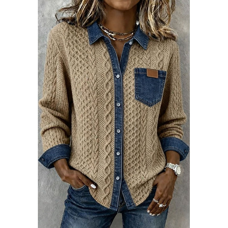 Verity Ashcombe | Textured Contrast Knit Shirt