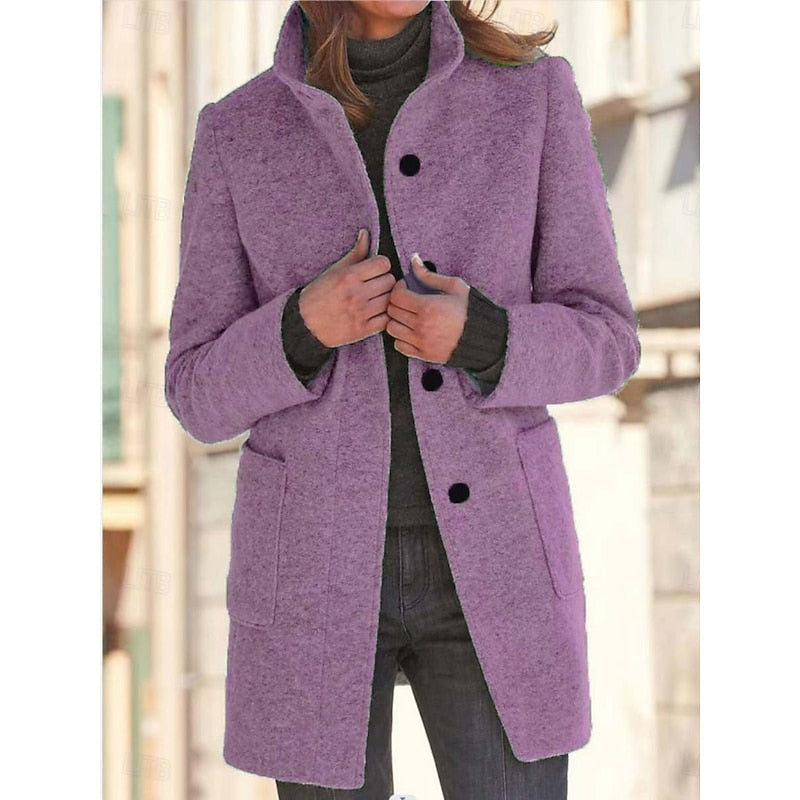 Rhona Merriweather | Refined Stand-Collar Wool Coat