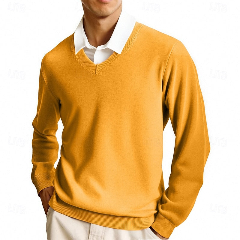 William Kensington | Classic V-Neck Ribbed Knit Sweater