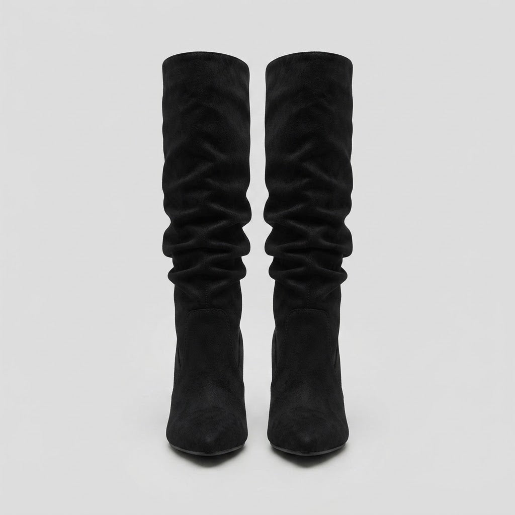 Iris Chambers | Chunky Heel Pointed-Toe Knee-High Boots
