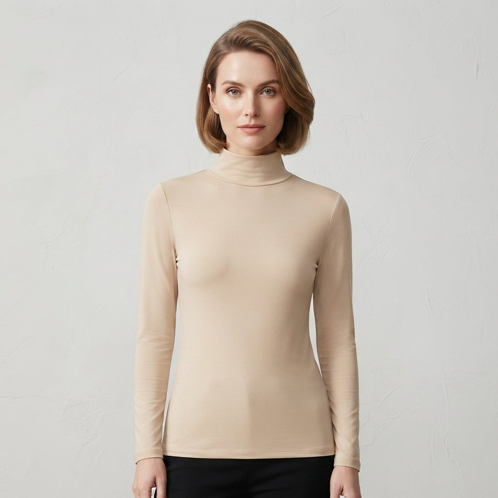 Isla Baxter | Fleece-Lined Turtleneck Long Sleeve Top