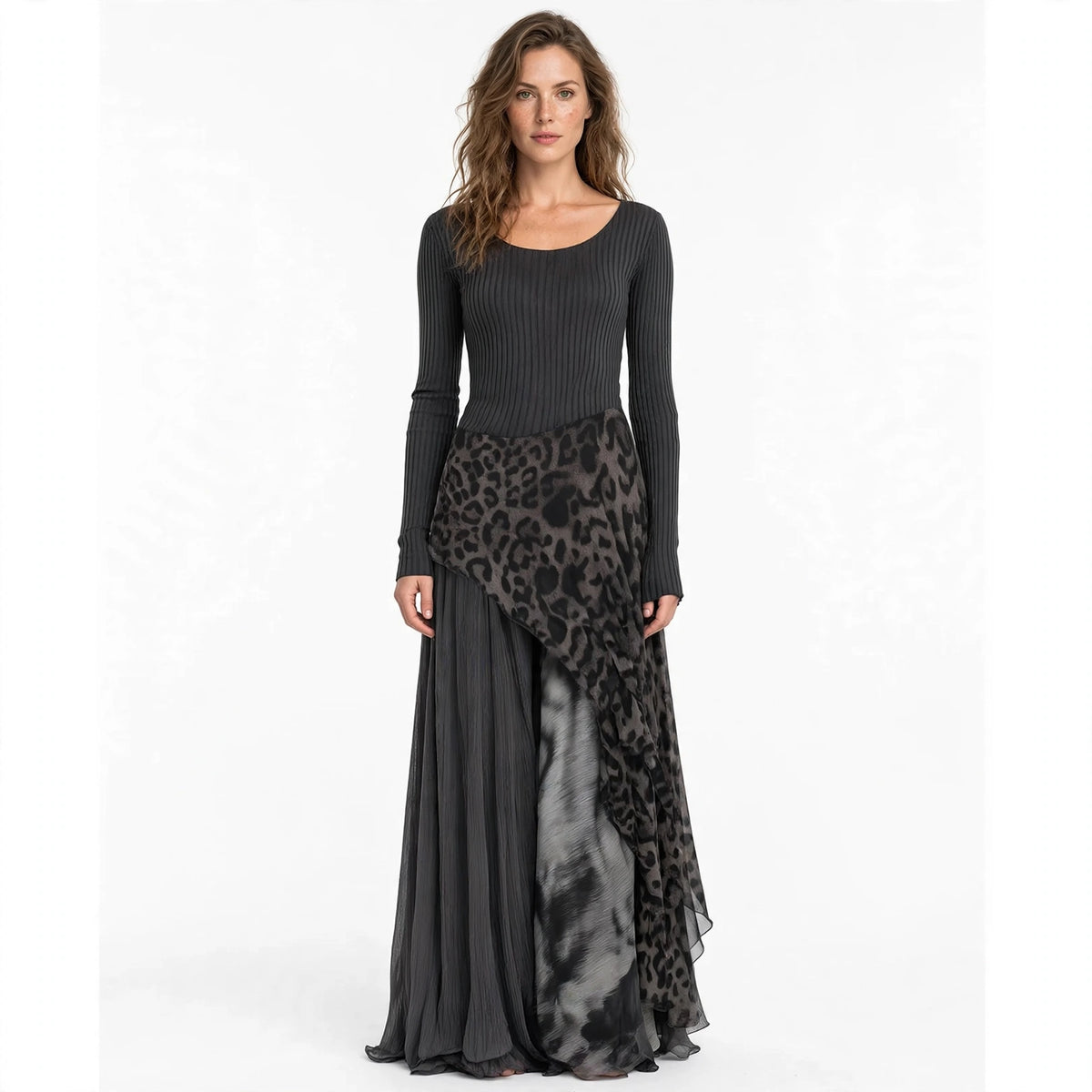Diana Sutton | Leopard Print Asymmetric Maxi Dress