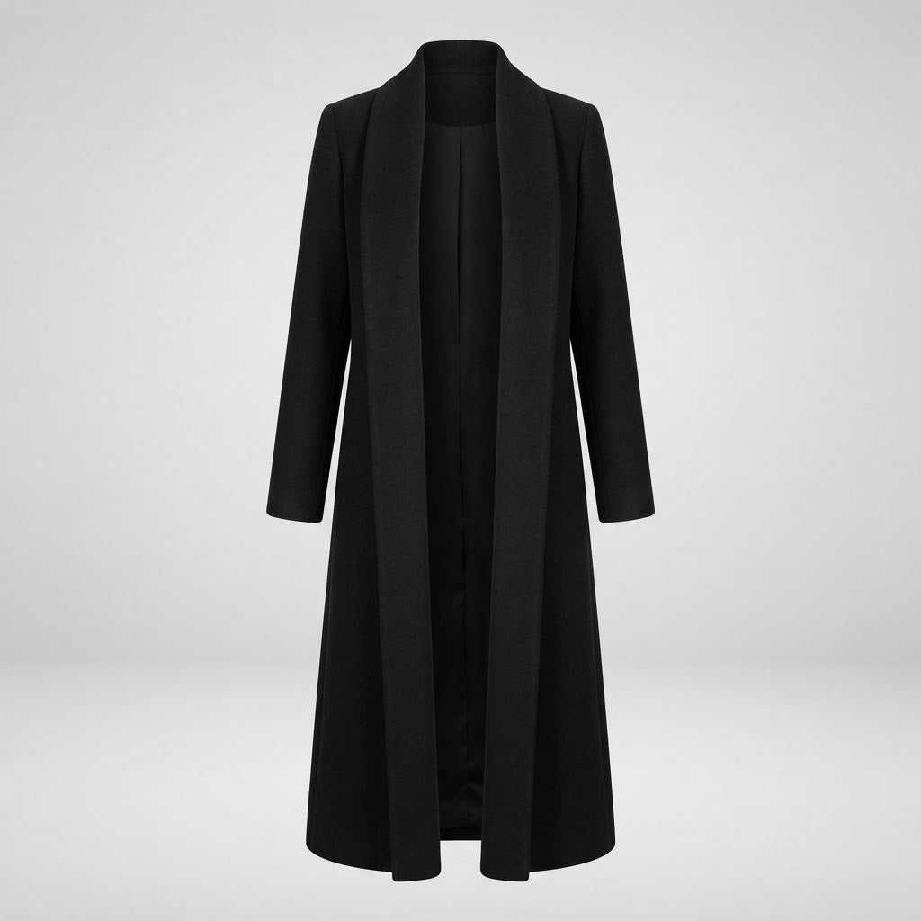 Isla Morris | Long Line Wool-Blend Coat with Lapel Collar