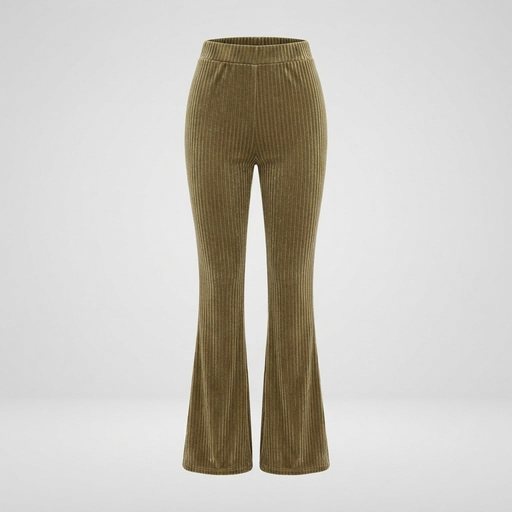 Isla Thompson | Velvet Ribbed High-Waist Flare Trousers