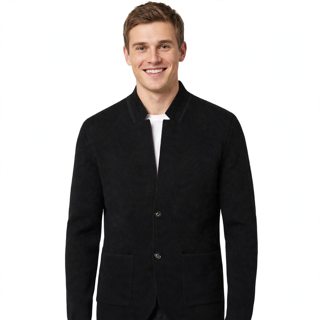 Nigel Ashcombe | Textured Knit Cardigan with Stand Collar