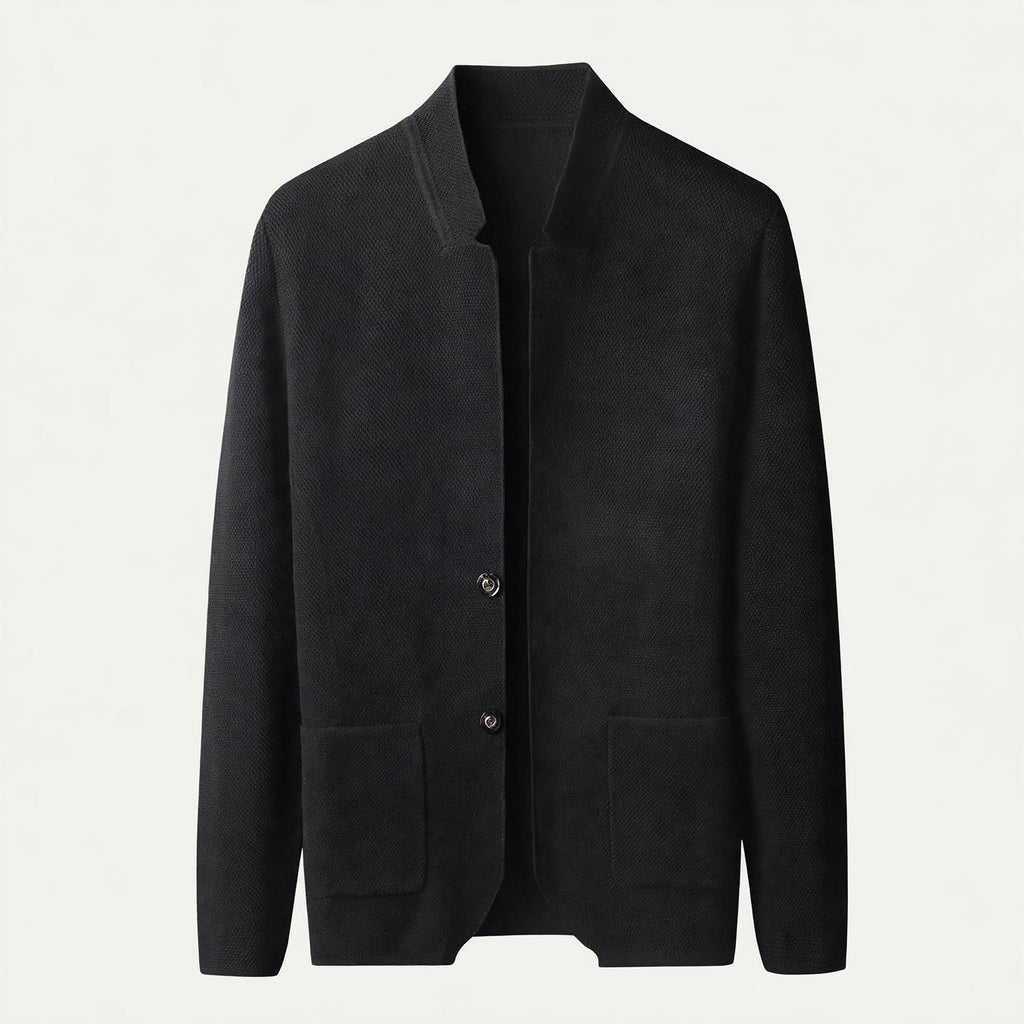 Nigel Ashcombe | Textured Knit Cardigan with Stand Collar