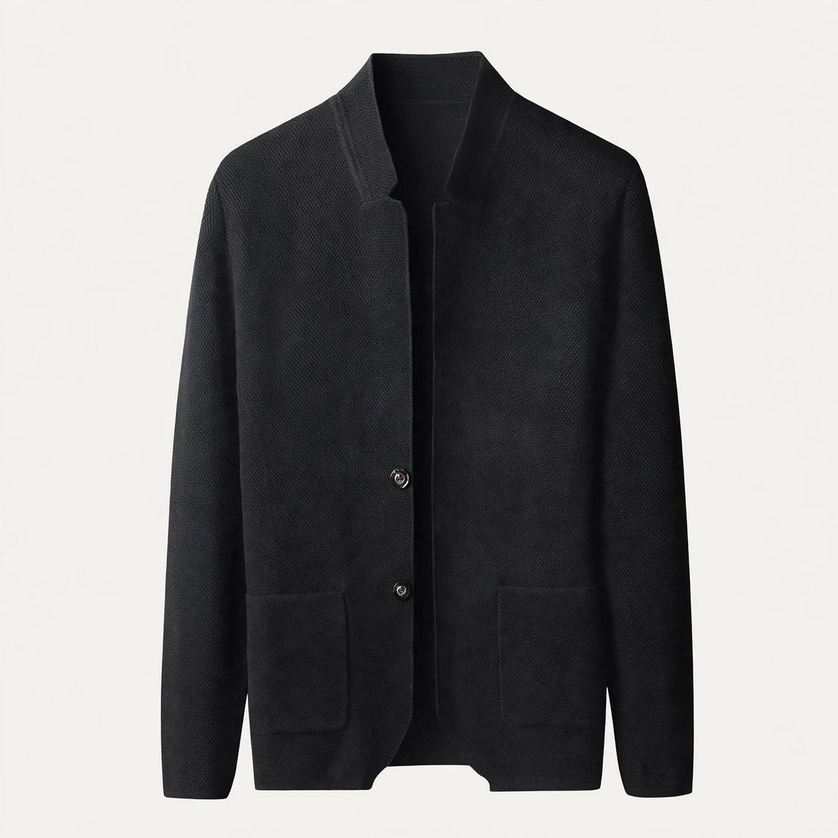 Nigel Ashcombe | Textured Knit Cardigan with Stand Collar