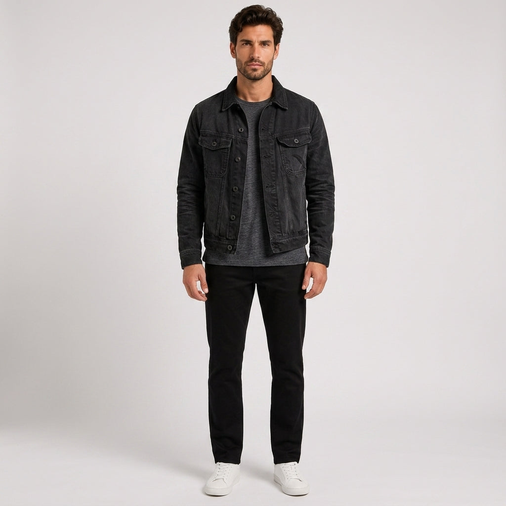 Jasper Turner | Canvas Jacket with Corduroy Collar - Black