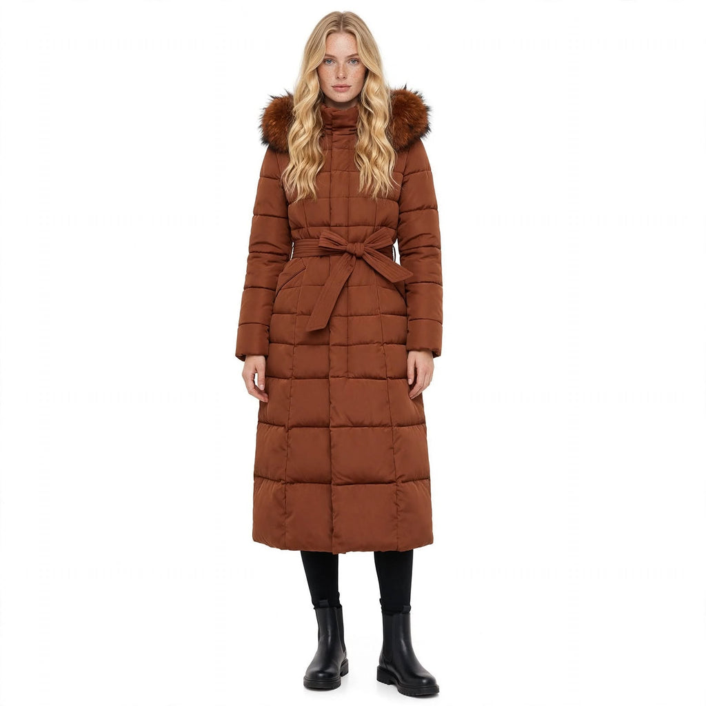 Millicent Hargreave | Olive Faux Fur Hooded Puffer Coat