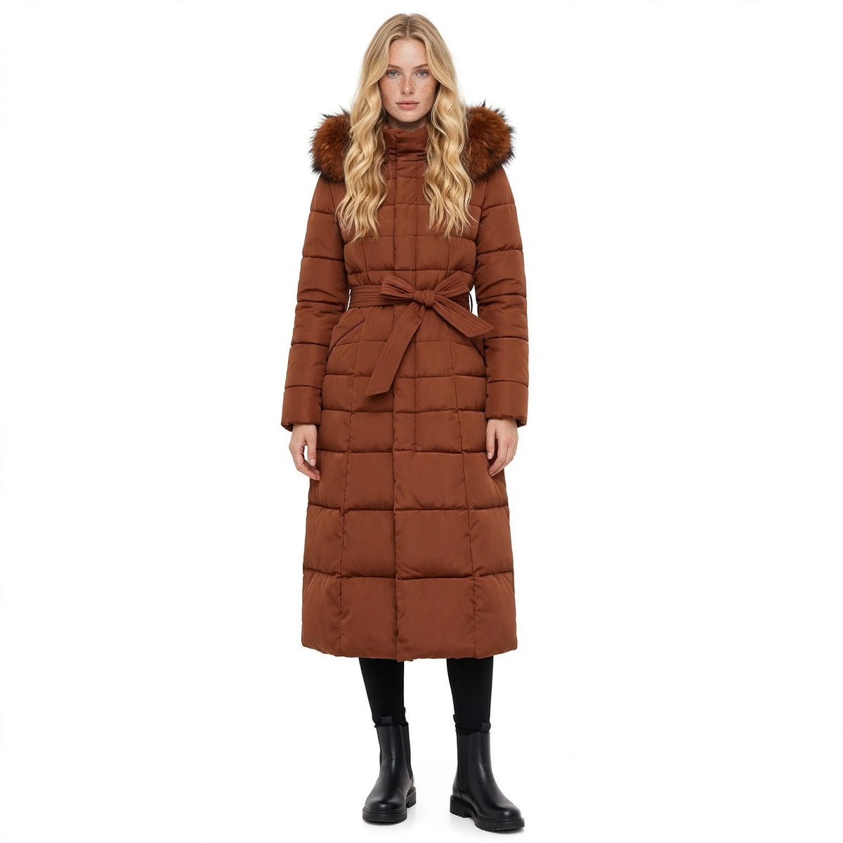 Millicent Hargreave | Olive Faux Fur Hooded Puffer Coat
