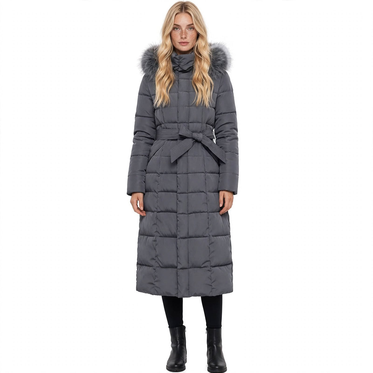 Millicent Hargreave | Olive Faux Fur Hooded Puffer Coat