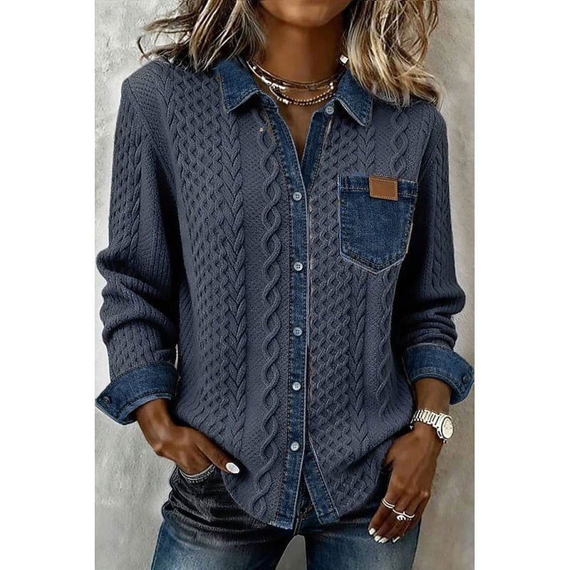 Verity Ashcombe | Textured Contrast Knit Shirt