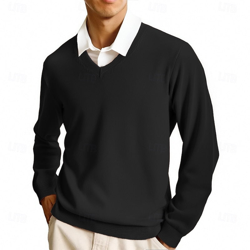 William Kensington | Classic V-Neck Ribbed Knit Sweater