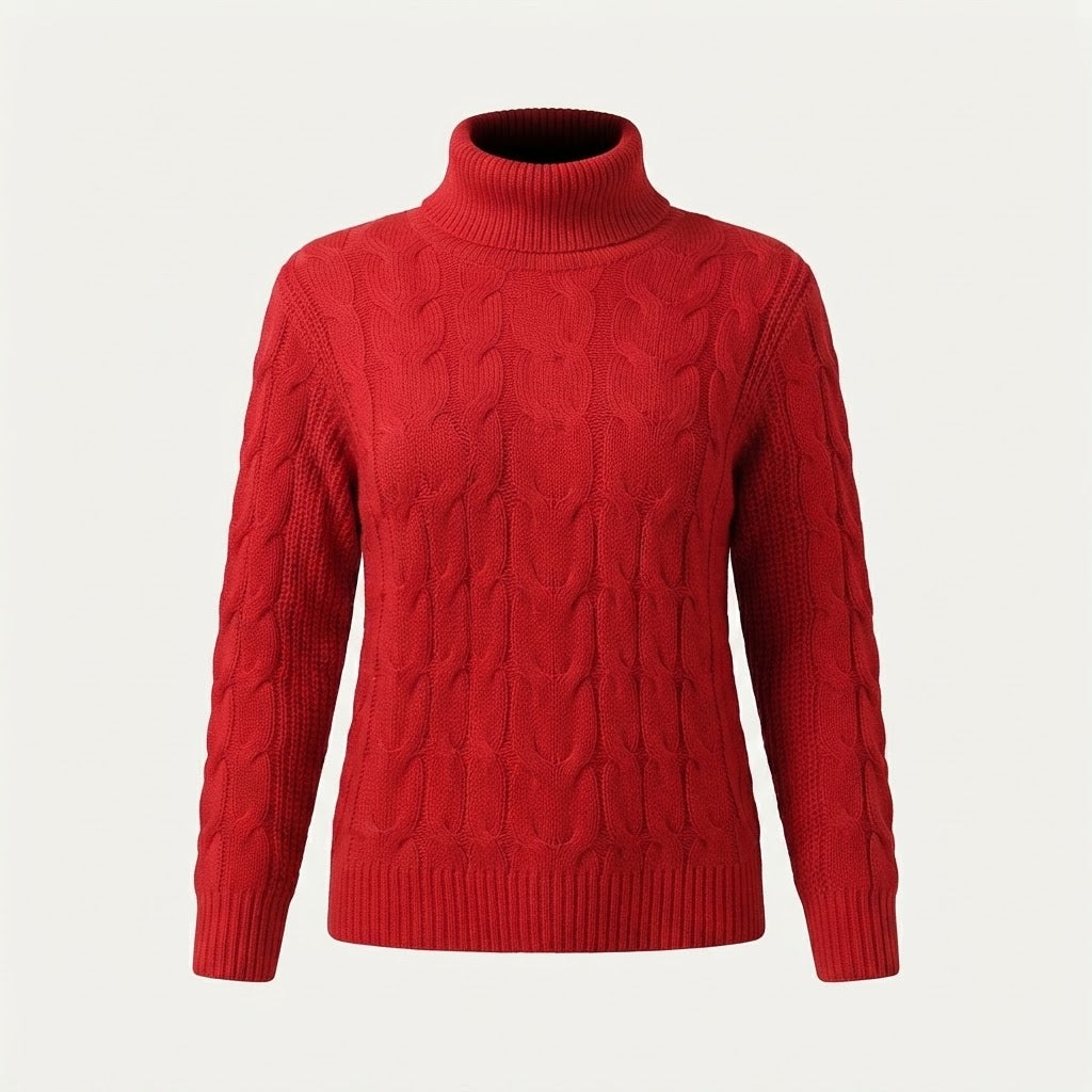 Kirsty Whitmore | Cozy Cable-Knit Turtleneck Sweater