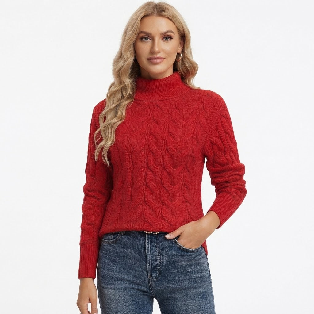 Kirsty Whitmore | Cozy Cable-Knit Turtleneck Sweater