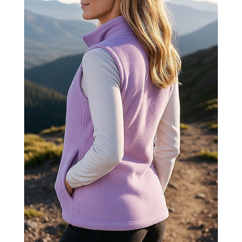 Lydia Hall | Fleece Zip-Up Vest with Stand Collar