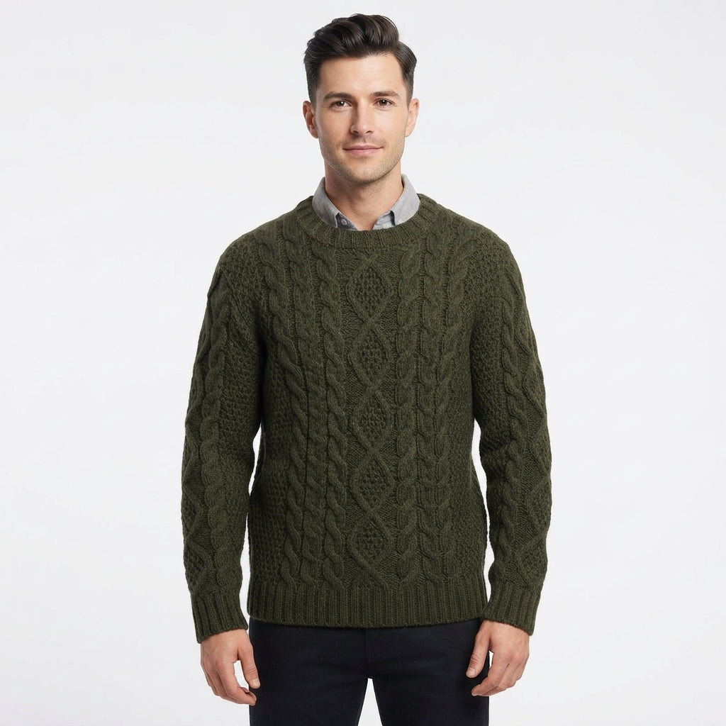 Lachlan Ferguson | Cable-Knit Crew Neck Sweater for Men
