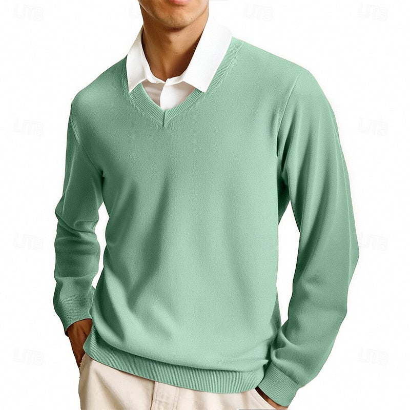 William Kensington | Classic V-Neck Ribbed Knit Sweater