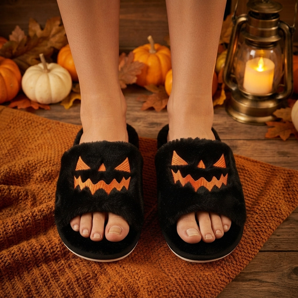 Phoebe Attwood | Pumpkin Face Halloween Slippers