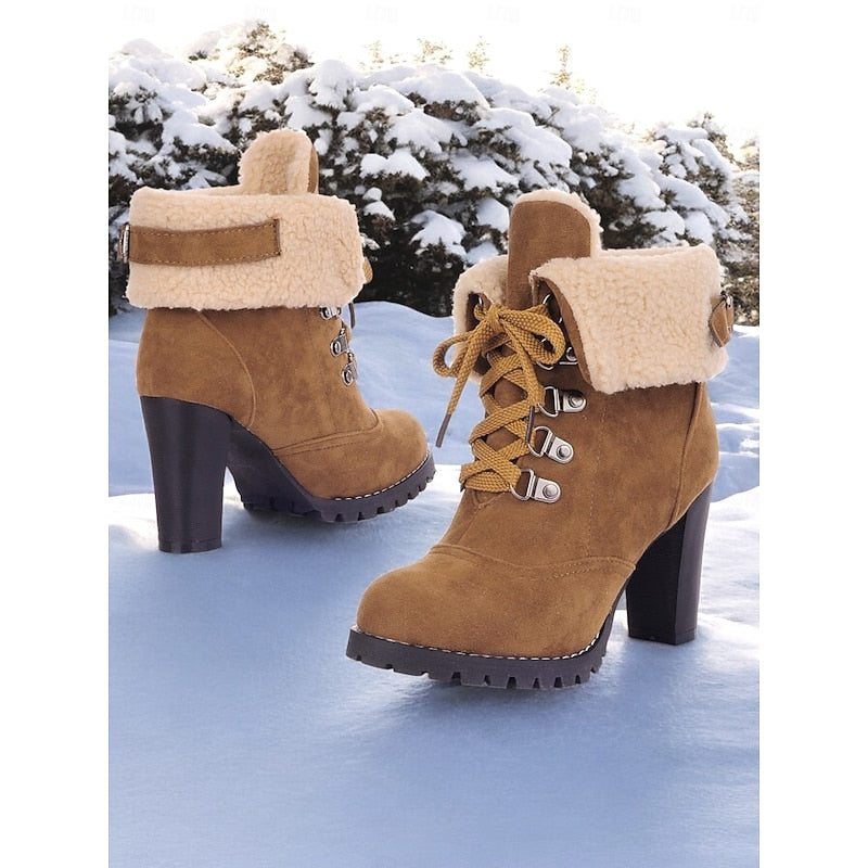 Freya Robinson | Fur-Trimmed Lace-Up Winter Boots