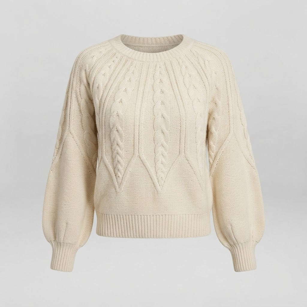 Lydia Cooper | Round Neck Cable Knit Sweater