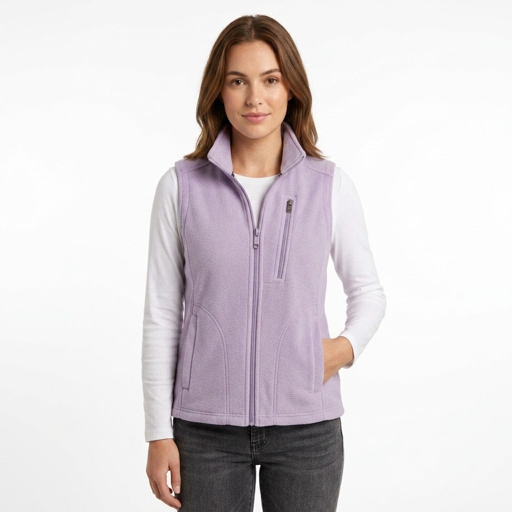 Lydia Hall | Fleece Zip-Up Vest with Stand Collar