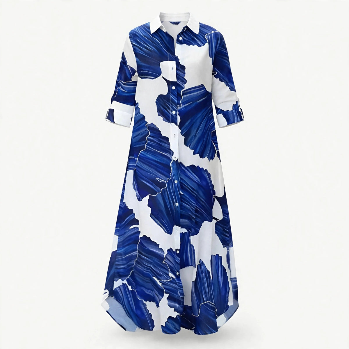 Beatrice Sutcliffe | Maxi Dress With Blue Printed Button-Front Detail