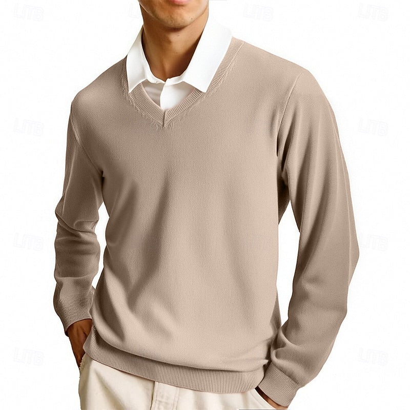 William Kensington | Classic V-Neck Ribbed Knit Sweater