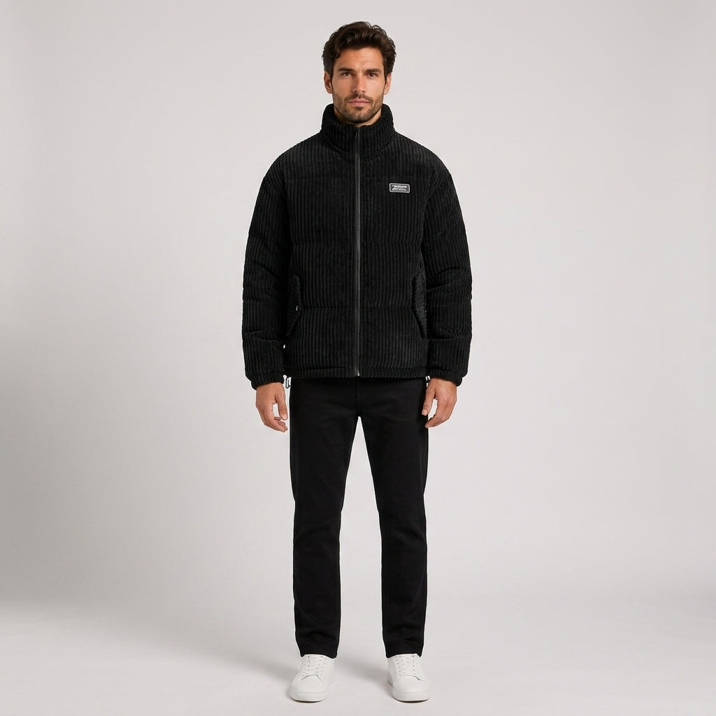 Malcolm Wright | Corduroy Mens Jacket with Quilted Lining - Black