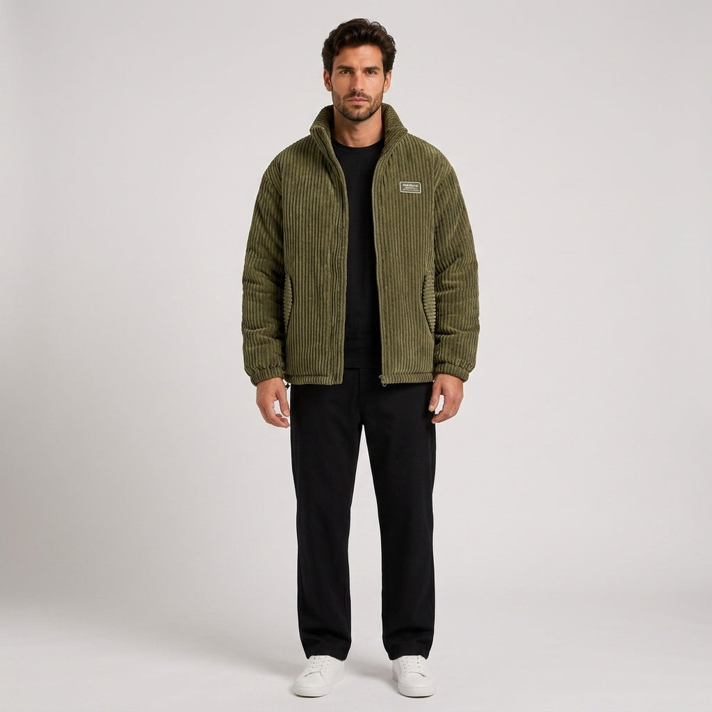 Malcolm Wright | Corduroy Mens Jacket with Quilted Lining - Green