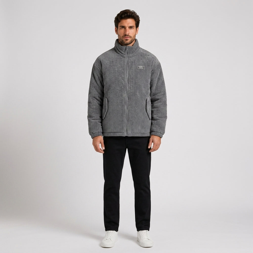 Malcolm Wright | Corduroy Mens Jacket with Quilted Lining - Grey