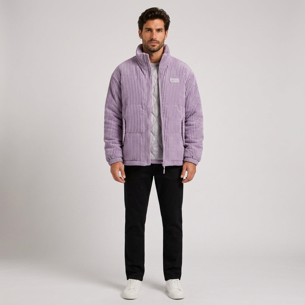 Malcolm Wright | Corduroy Mens Jacket with Quilted Lining - Purple