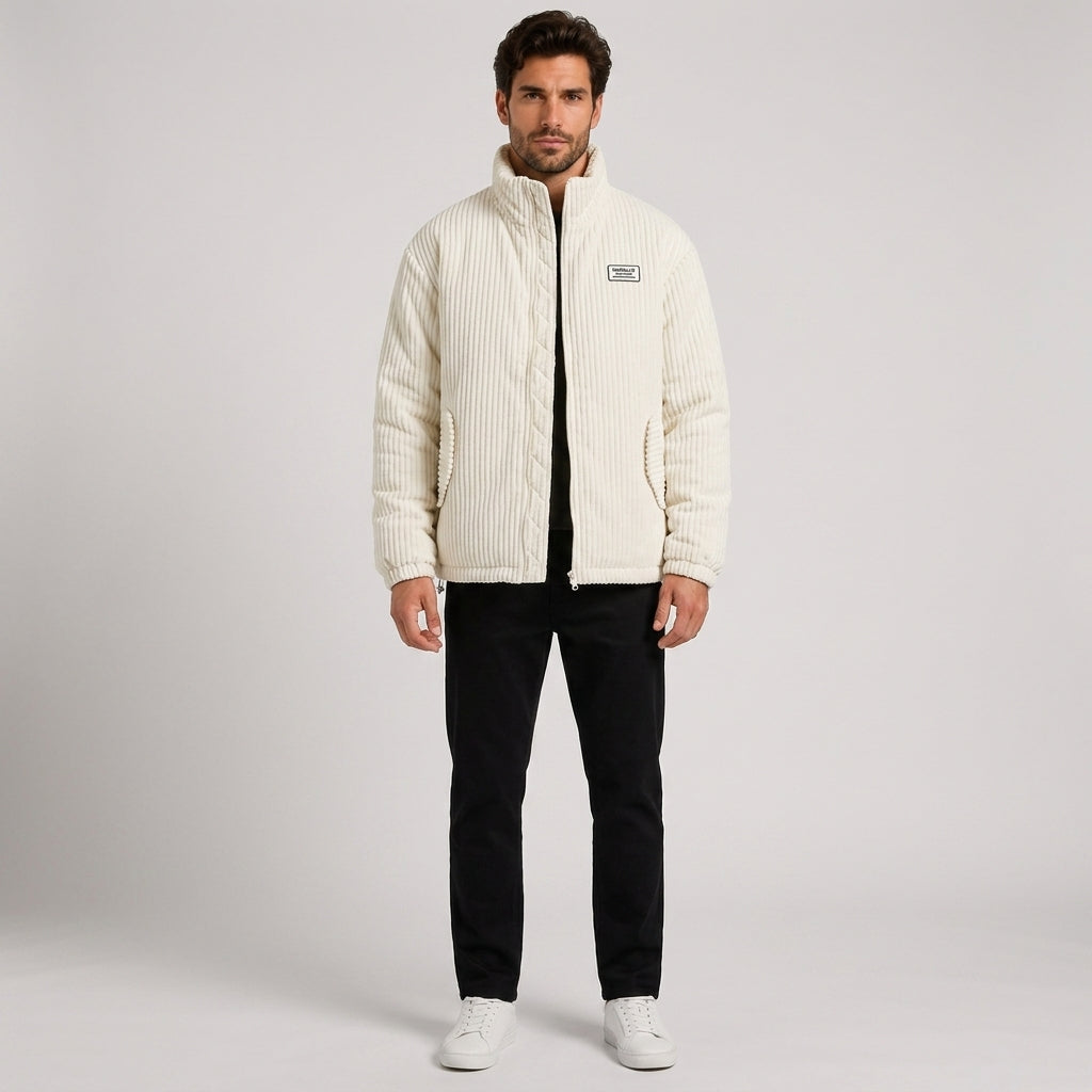 Malcolm Wright | Corduroy Mens Jacket with Quilted Lining - White