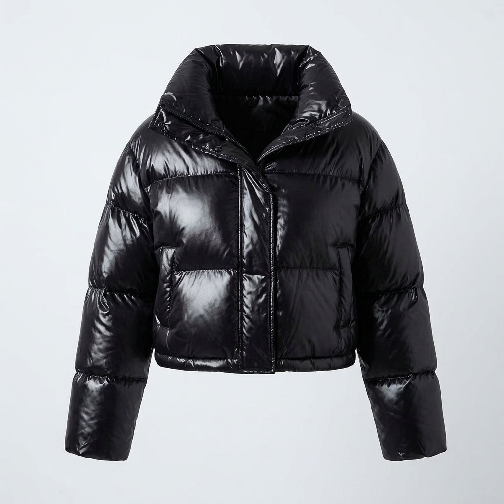 Poppy Ellingham | Glossy Cropped Puffer Coat