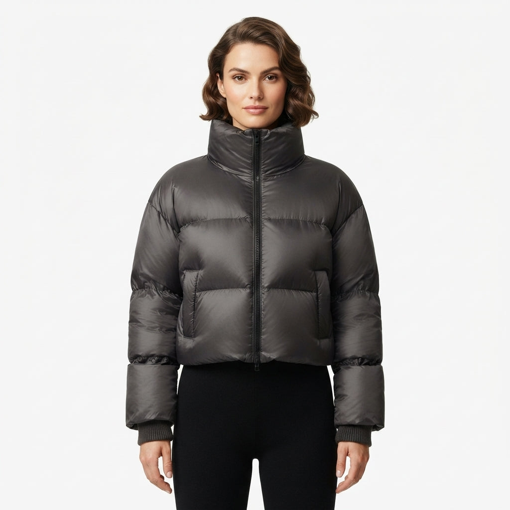 Poppy Ellingham | Glossy Cropped Puffer Coat