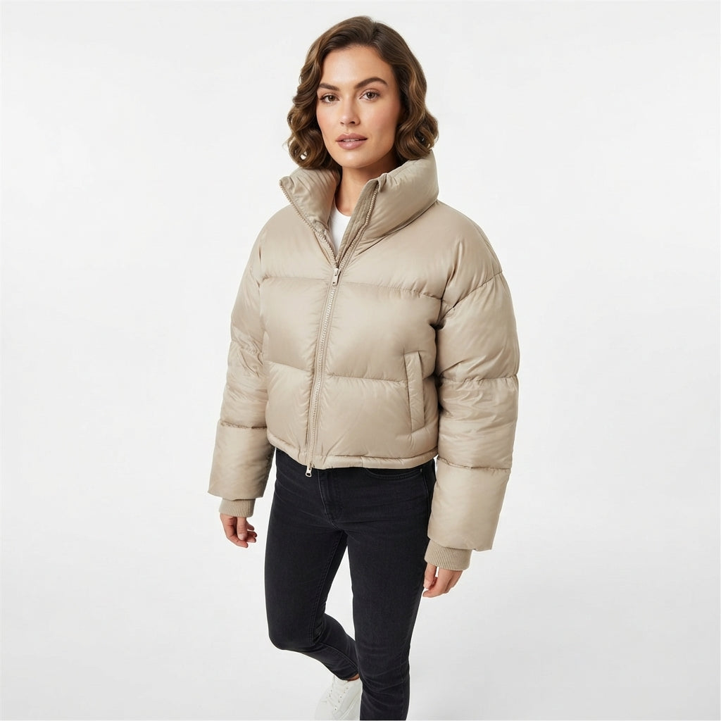 Poppy Ellingham | Glossy Cropped Puffer Coat