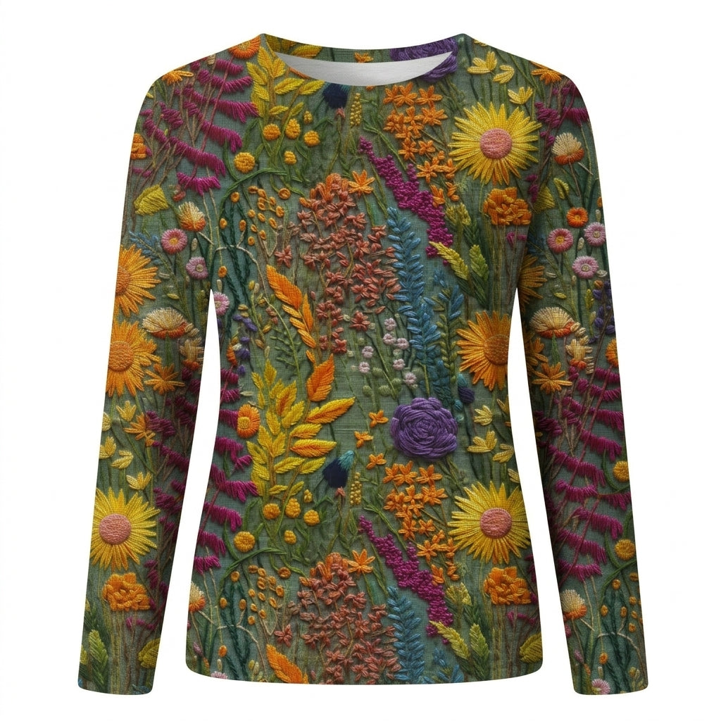 Marigold Sedgwick | Floral 3D Print Round Neck Top