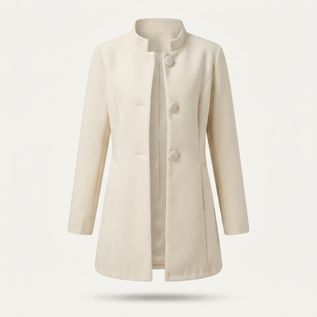 Marjorie Fenton | Elegant Stand-Collar Wool Coat
