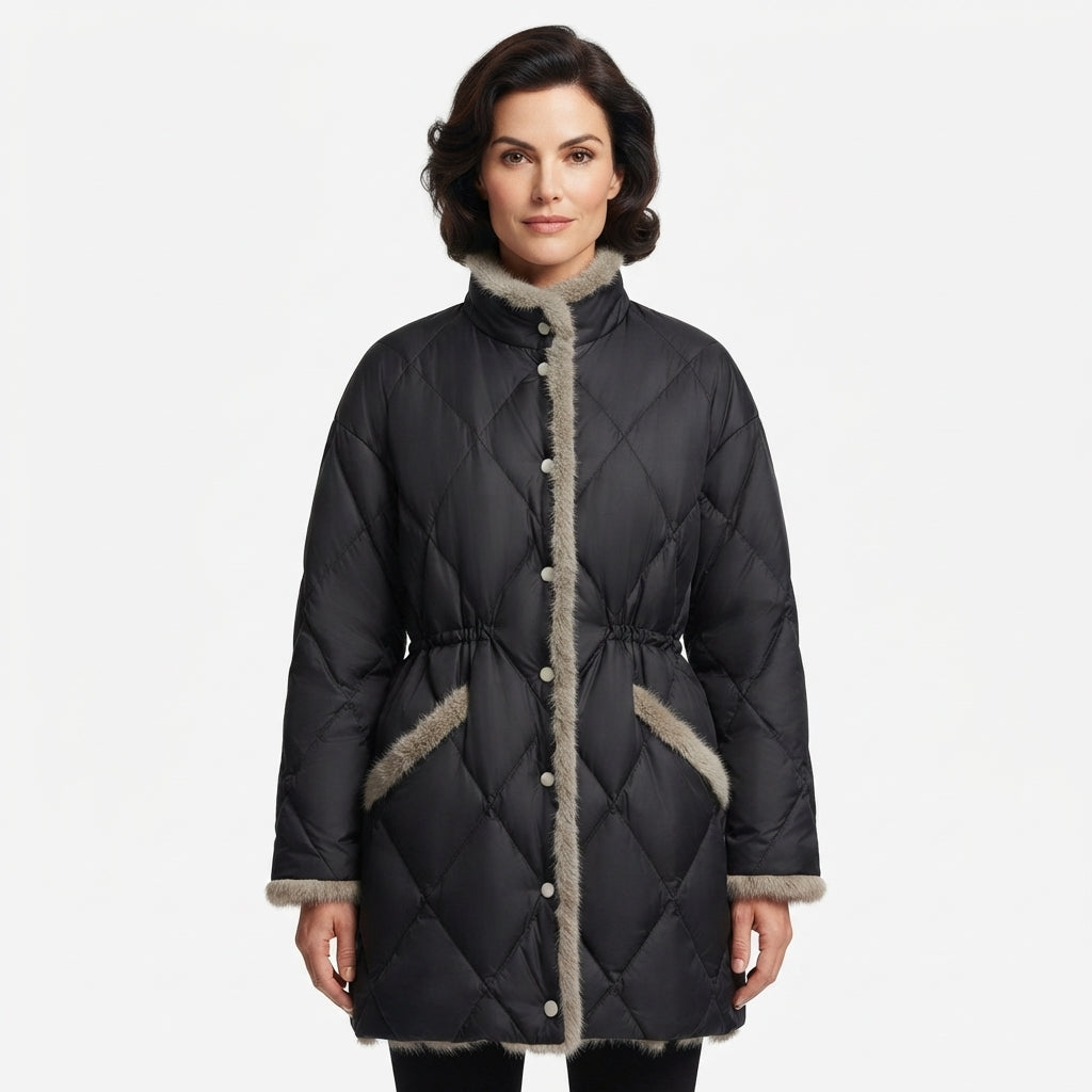 Imogen Blackwood | Quilted Puffer Coat With Fur Trim