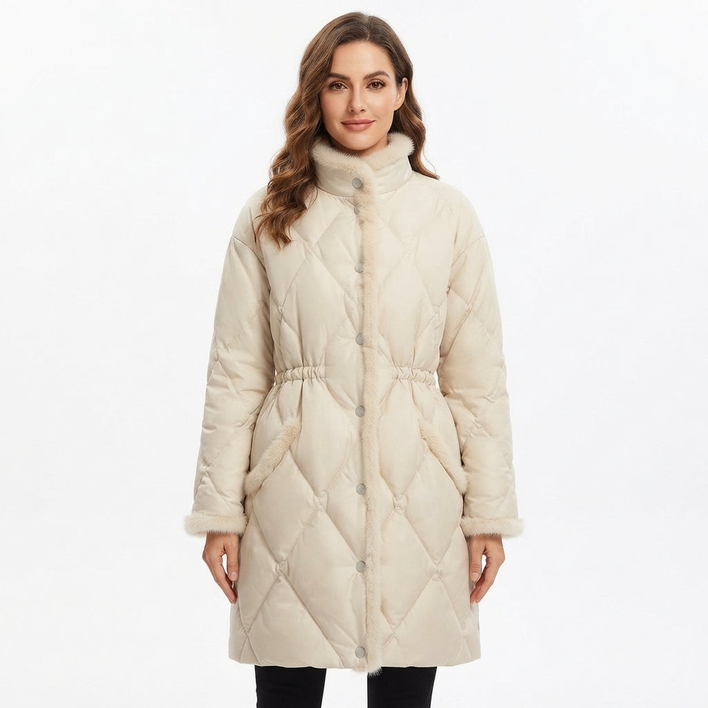 Imogen Blackwood | Quilted Puffer Coat With Fur Trim