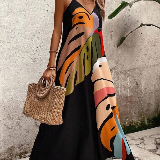 Freya Sutcliffe | Tropical Print Maxi Dress With V-Neck Detail
