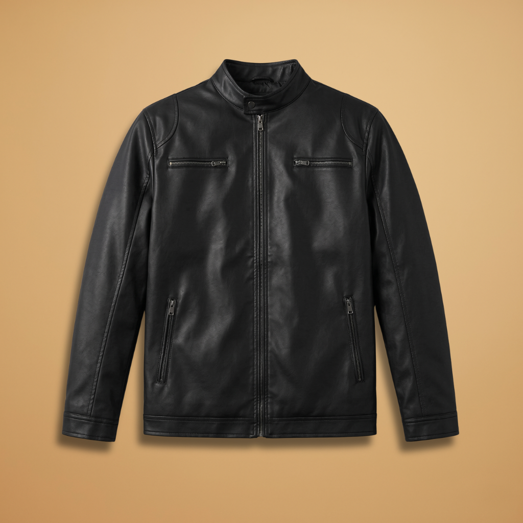 Malcolm Pratt | Biker Leather Jacket With Zip-Front Detail