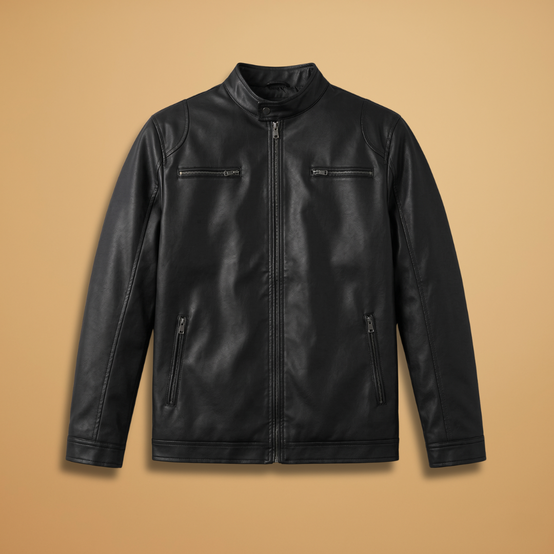 Malcolm Pratt | Biker Leather Jacket With Zip-Front Detail