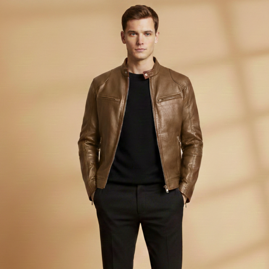 Malcolm Pratt | Biker Leather Jacket With Zip-Front Detail