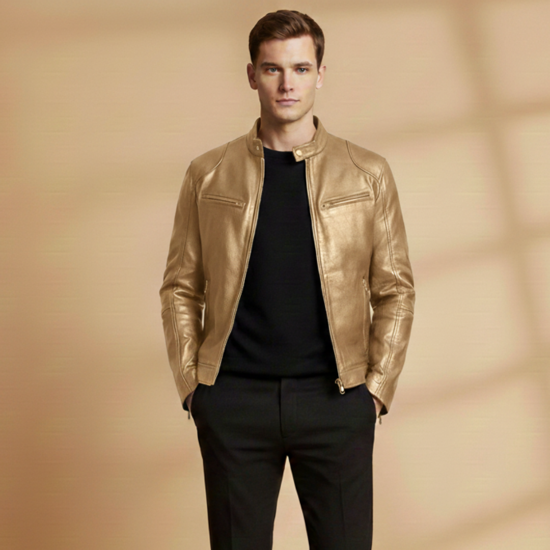 Malcolm Pratt | Biker Leather Jacket With Zip-Front Detail
