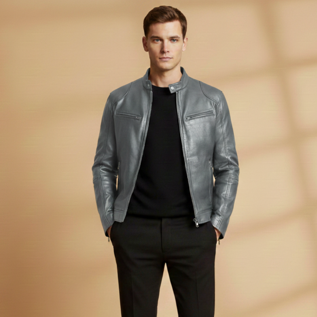 Malcolm Pratt | Biker Leather Jacket With Zip-Front Detail