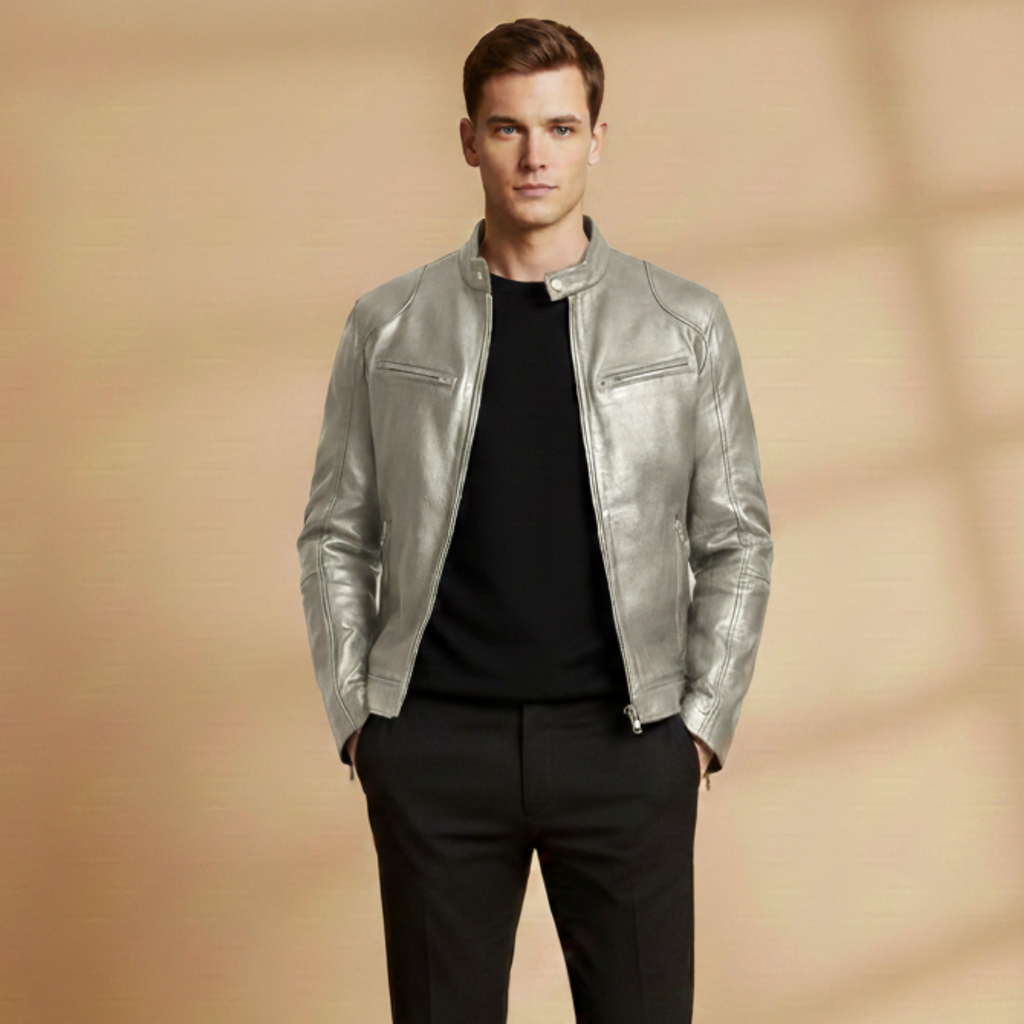 Malcolm Pratt | Biker Leather Jacket With Zip-Front Detail