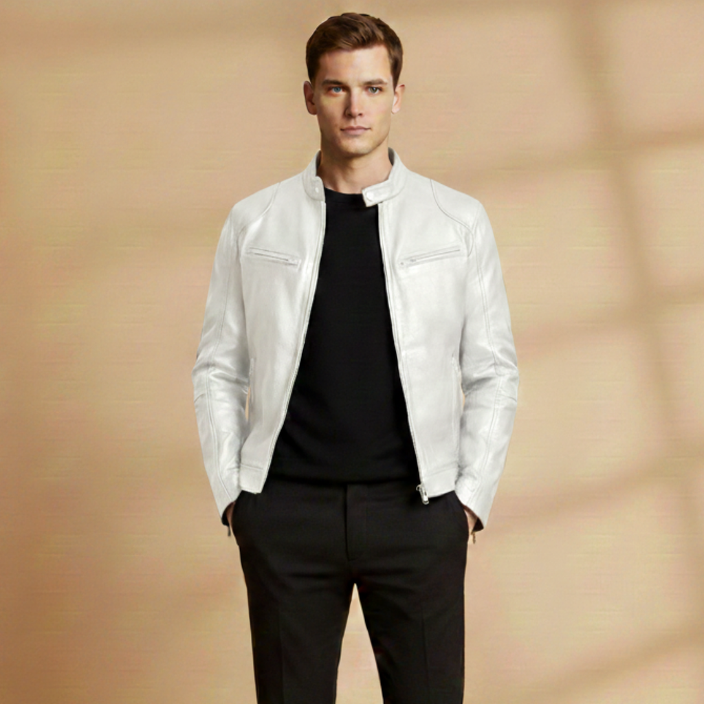Malcolm Pratt | Biker Leather Jacket With Zip-Front Detail