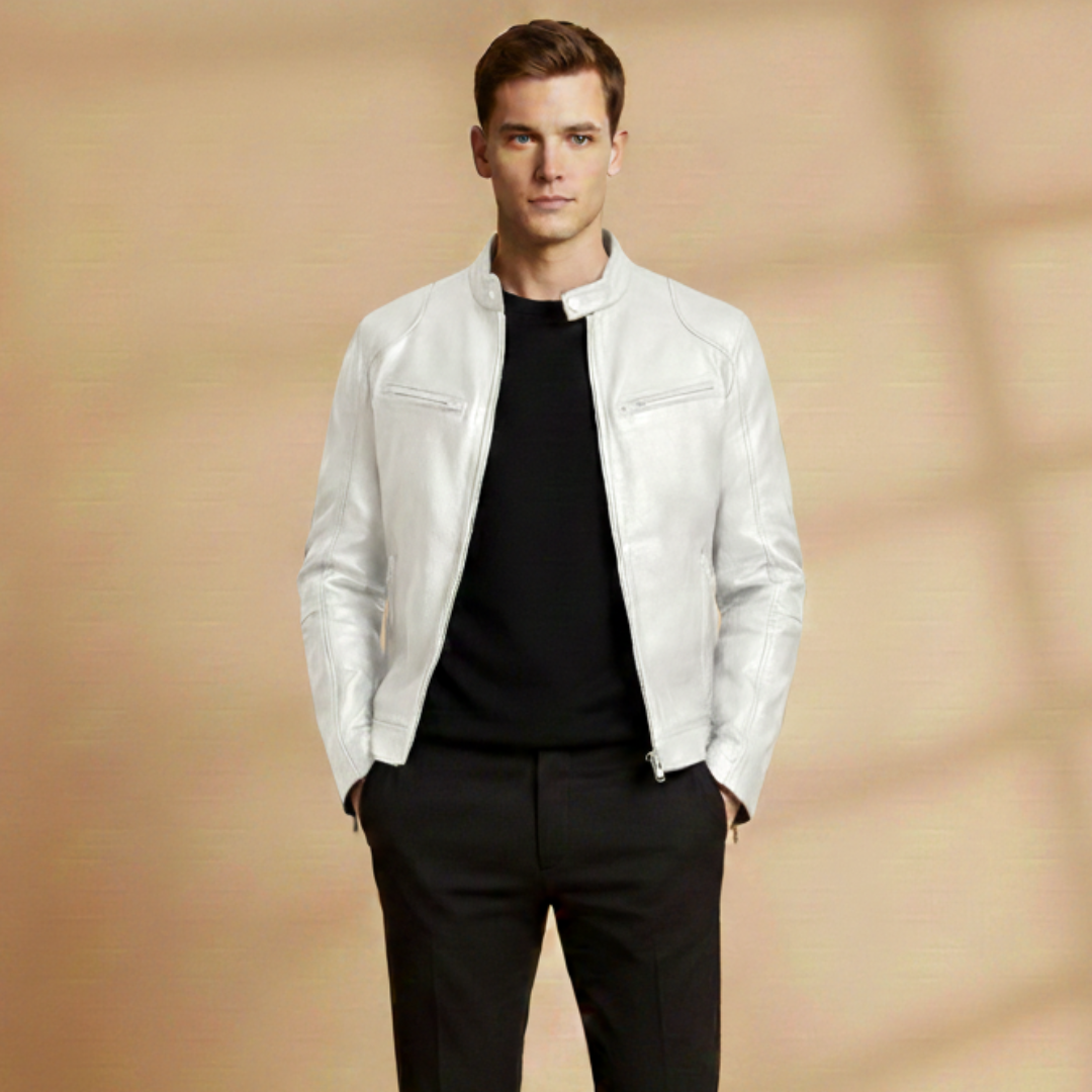 Malcolm Pratt | Biker Leather Jacket With Zip-Front Detail