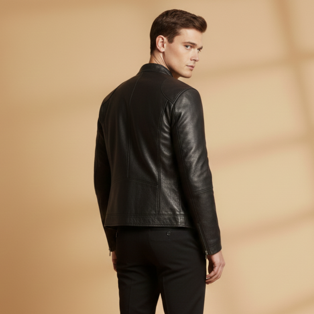 Malcolm Pratt | Biker Leather Jacket With Zip-Front Detail